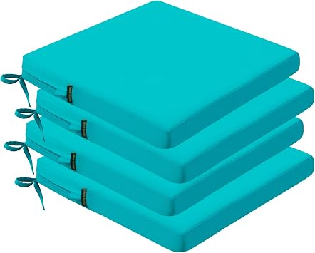 idee-home Outdoor Chair Cushions Set of 4, 19" x 19" Outdoor Seat Cushion Waterproof Patio Furniture with Ties, Dining Chair Pads