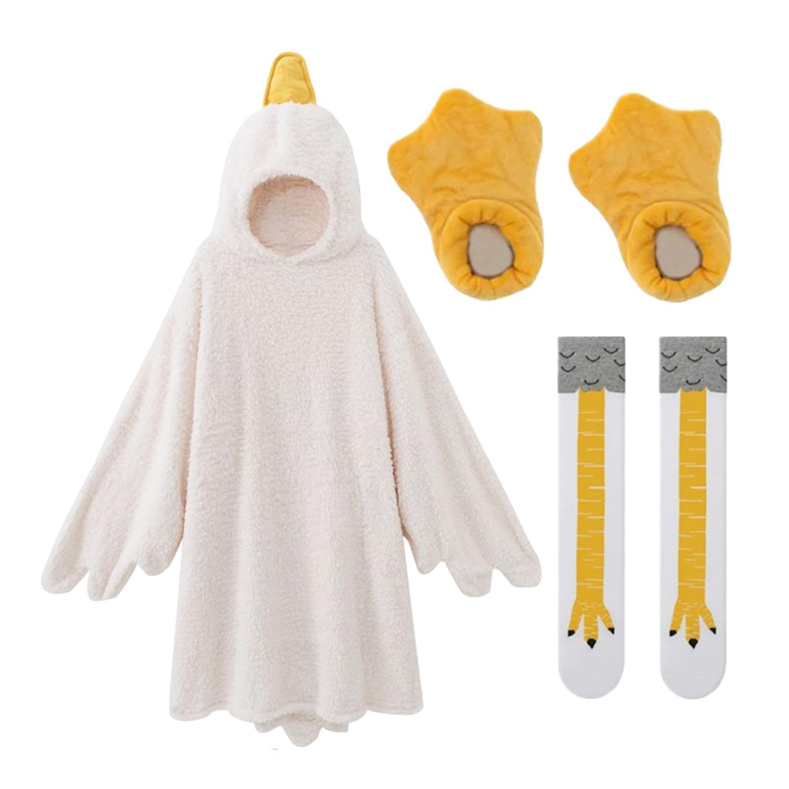 Goose Blanket Hoodie Onesie,Unisex Wearable Animal Pyjamas, Cosplay Funny Duck Warm Costume Set With Shoes & Socks,Duck Onesie Thick Cozys Warm Nightgown, Sleeping Bag Cosplay Costume Winter Pajamas