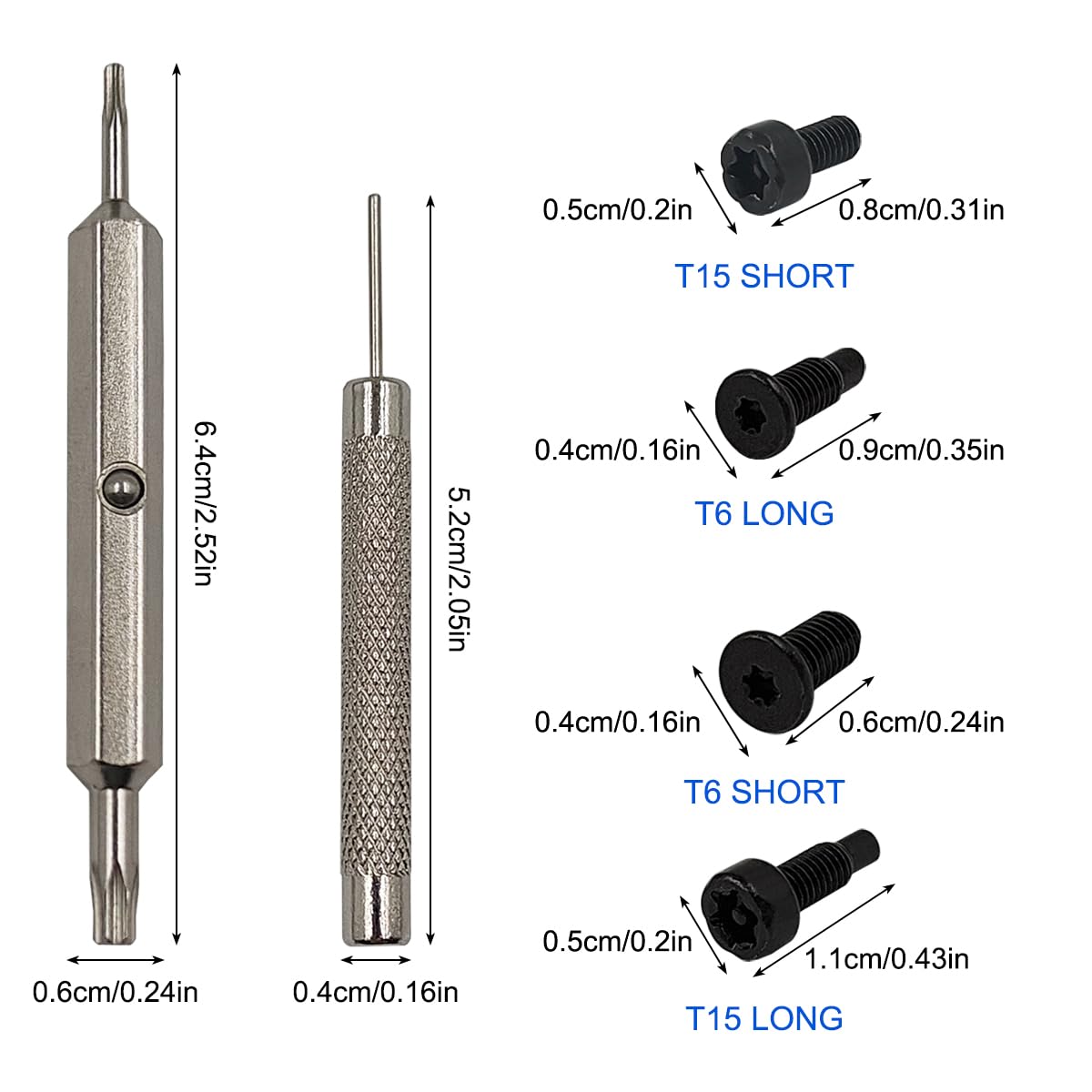 Replacement Security Screws and Screwdriver Kit, 40 Pcs T6 & T15 Replacement + Screwdriver + 2 Key Pack - Image 2
