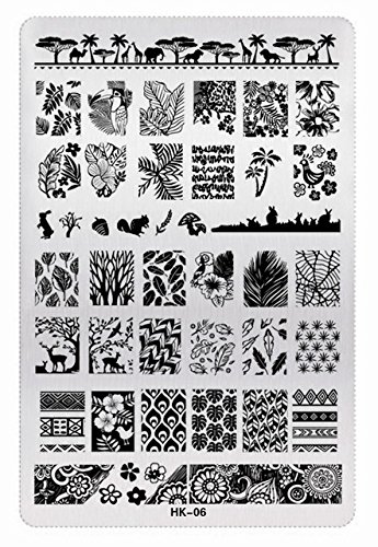 Generic HK06: HK01-11 New Styles 9.5x14.5cm HK Series Stainless Steel Stamping Nail Art Image Plate Polish Manicure Stencil Tool 11designs