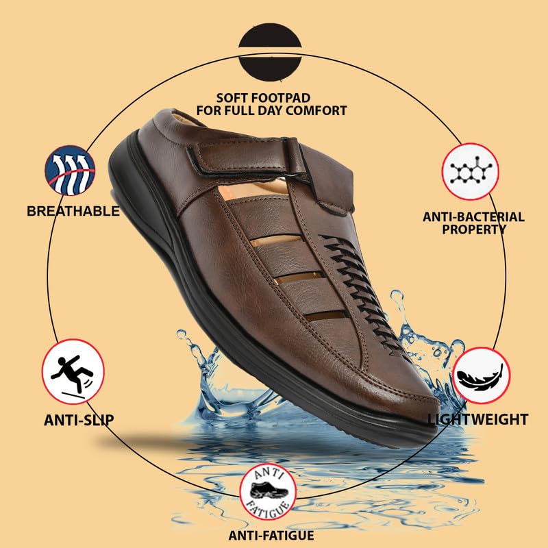 Image of Restroad Men's Synthetic Leather Sandals