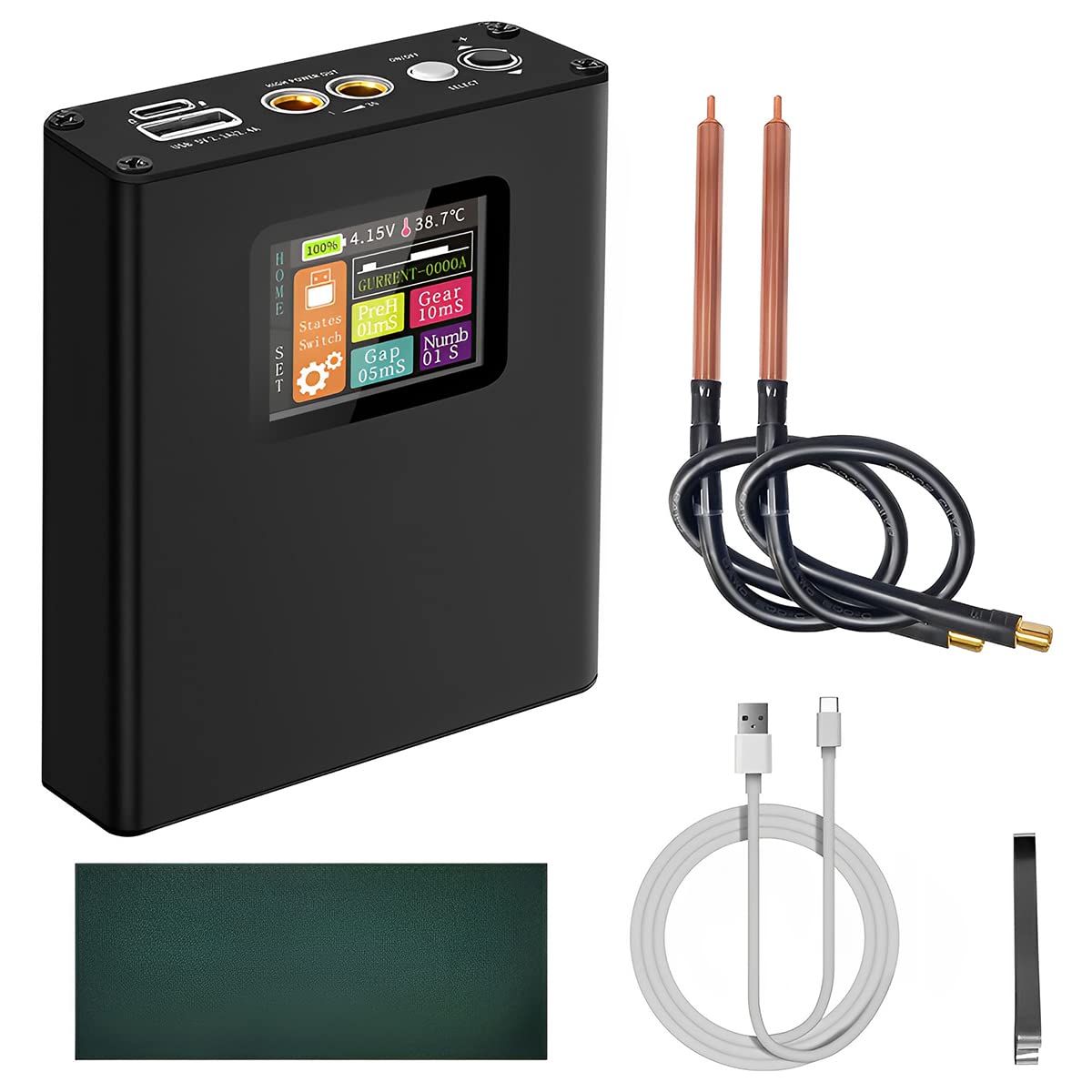 4Pcs Mini Spot Welder Kit, with Colored LCD Screen 500mAh Rechargeable DIY Battery Spot Welder, Portable Small Spot Welding Pen 30 Gears for Spot Welding of Cylindrical Batteries