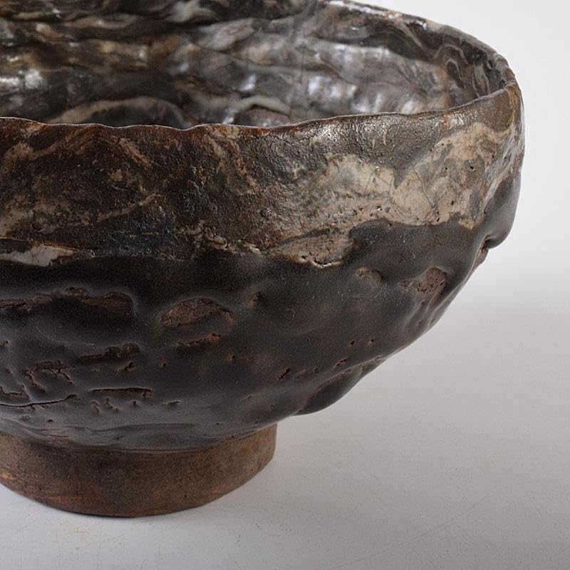 逢絢亭・茶道具 茶碗 京焼 瑠璃釉 月に夜桜の図 木田義仁 共箱入り