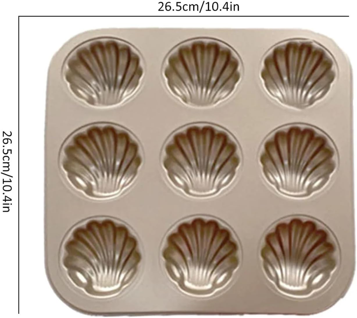 9-Cavity Carbon Steel Madeleine Pan, Shell Shaped Non-Stick Baking Mold for Cake and Candy