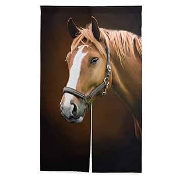 Amazon｜マキク（MAKIKU） のれん おしゃれ 馬柄 茶色 ロング