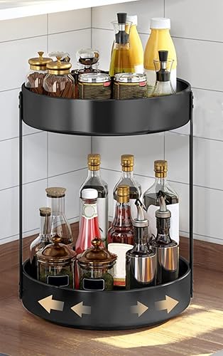 Miniatura 2 de Organizador giratorio de metal grande para especias para gabinete de cocina, Lazy Susan giratorio giratorio para encimera, estante de almacenamiento
