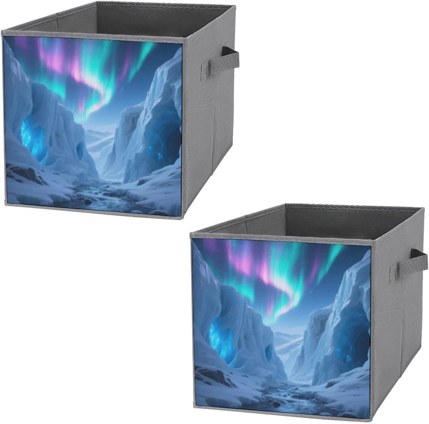 2-piece Oxford Cloth Storage Box Glacier Canyon Printed Storage Box for Clothes/shoes Multi-purpose Wardrobe And Cabinet Storage