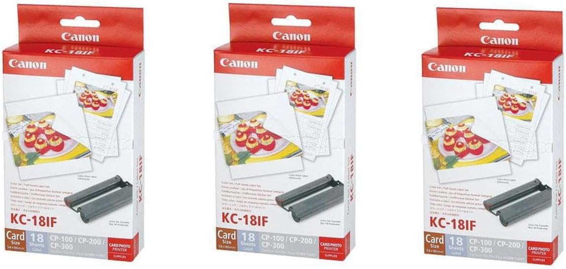 Canon 3 Pack Color Ink/Label Set KC-18IF Full Sized Label Set for CP Printers