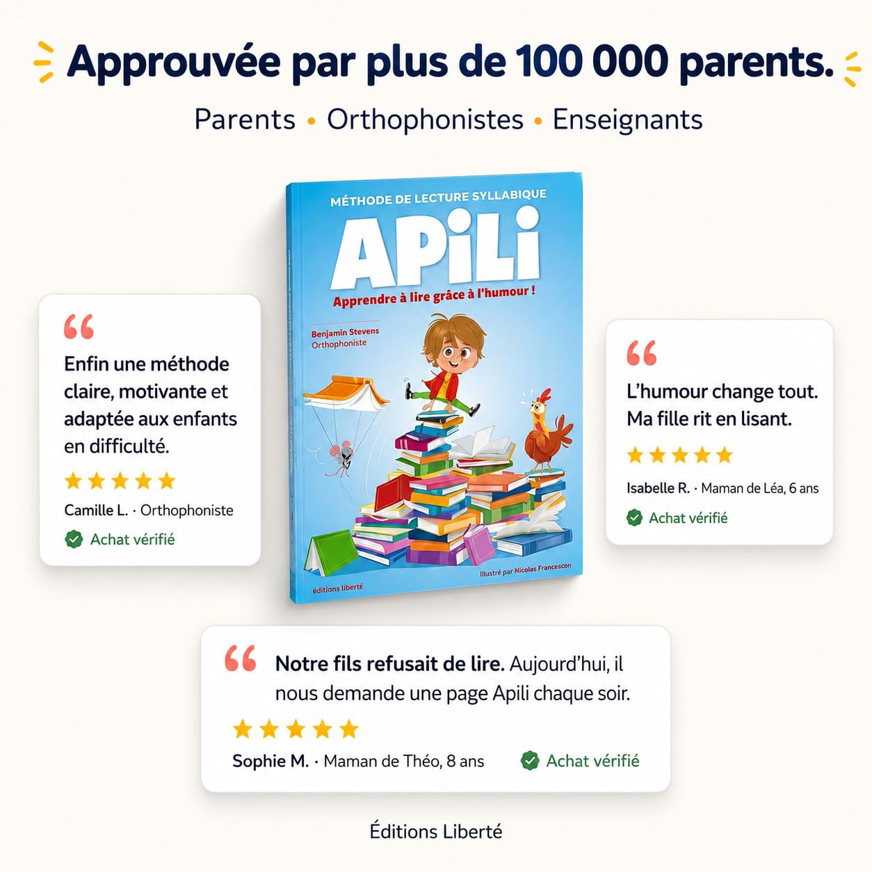 Apili : Méthode de Lecture Syllabique Ludique – Apprendre à Lire Dès 5 Ans avec Syllabes en Couleurs et Humour – Grande Section/CP – Conseils pour Adultes et Enseignants