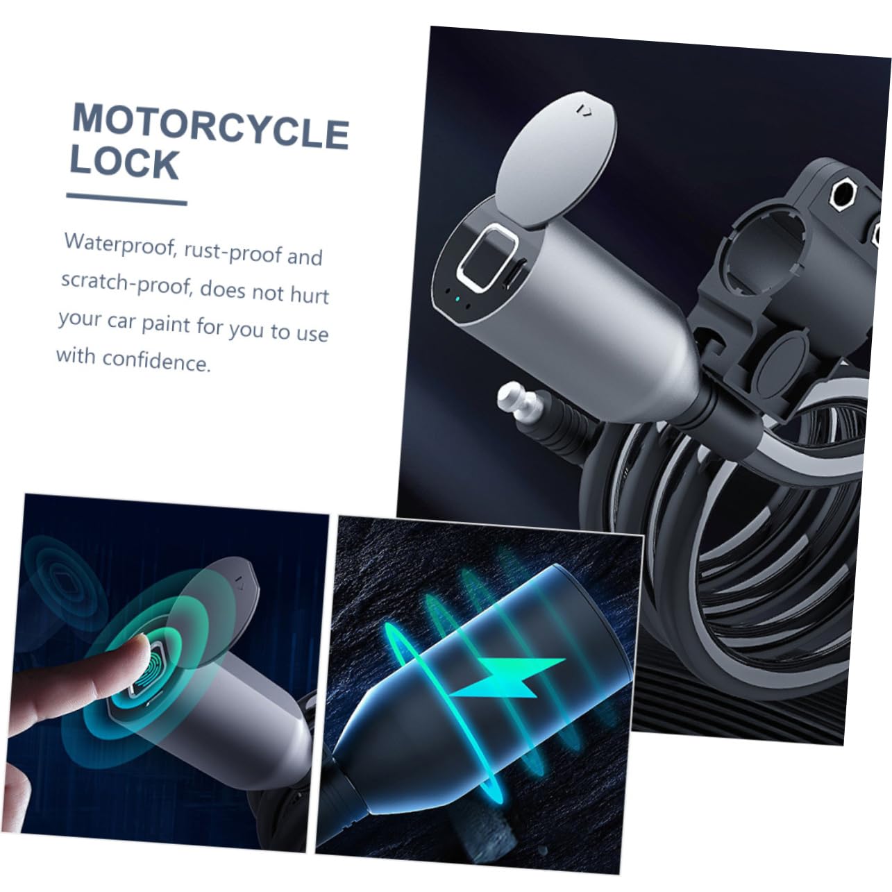 SUPVOX Lucchetto Per Bici Cavo Resistente Lucchetto Per Impronte Digitali Antifurto Per Scooter e Motociclette
