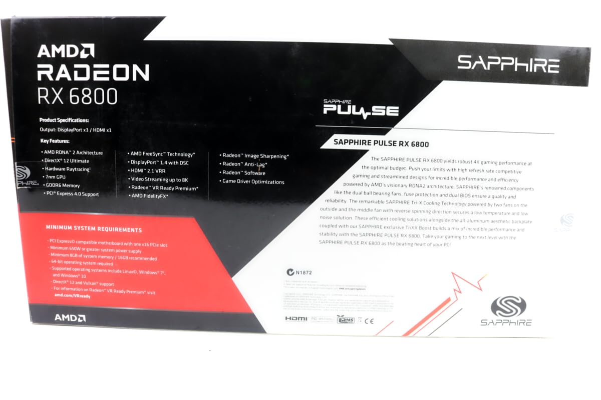 Amazon.com: Sapphire 11305-02-20G Pulse AMD Radeon RX 6800 PCIe