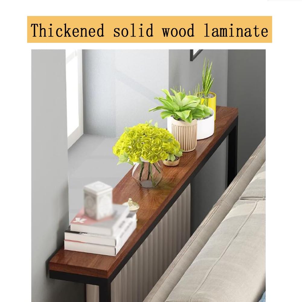 Console étroite 85 Cm – Table D’entrée Avec étagère En Verre – Design Métal Et Bois Rustique – Idéale Derrière Un Canapé