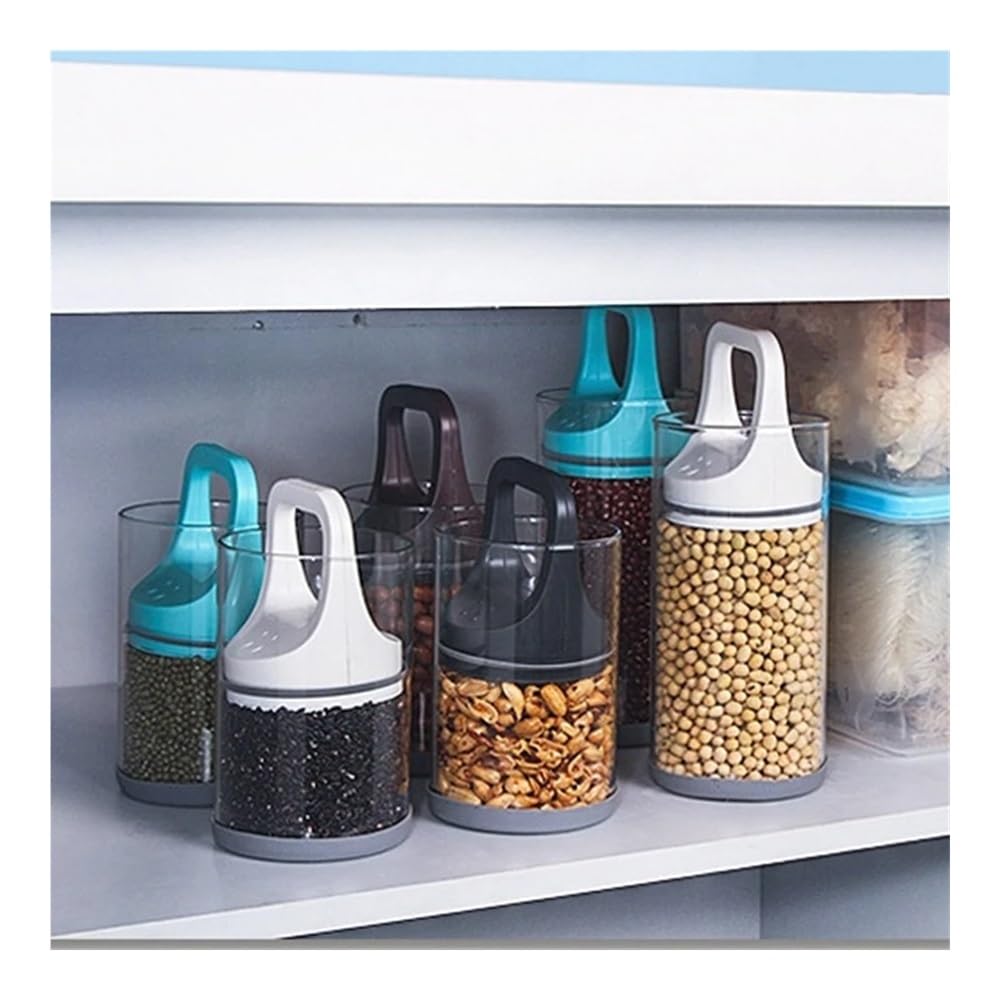 Vakuumversiegelte Behälter für Kaffeebohnen, Küche, Lebensmittelbehälter, Glas, Kaffeedosen, frischhaltend, feuchtigkeitsbeständig, Größe L, Schwarz