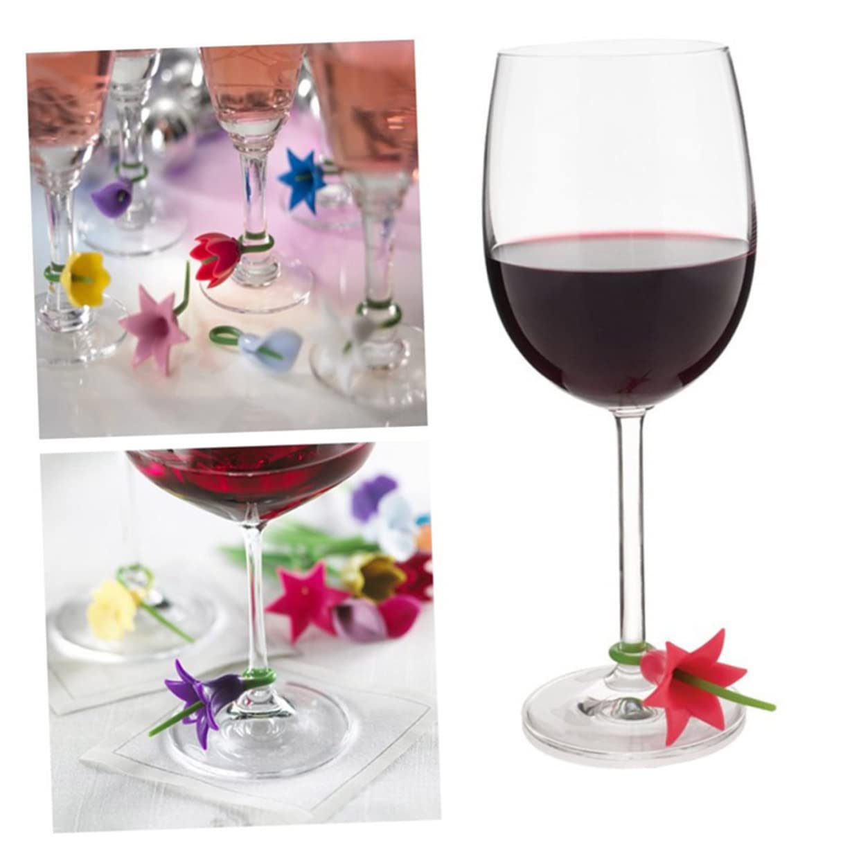PRETYZOOM 36stücke Teiliges Silikon-weinglasmarkierer Blumenform Wiederverwendbare Glaslabels Für Partys Hochzeiten Und Home Bars Zur Identifizierung Von Trinkgläsern