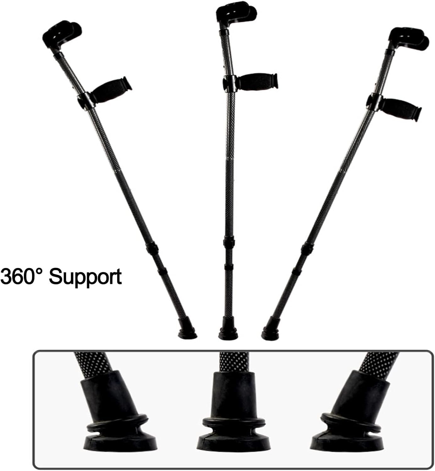 Muletas Plegables de Fibra de Carbono, muletas de antebrazo Ajustables, muletas de Aluminio Ligeras, para Adultos y Adolescentes, 1 Unidad
