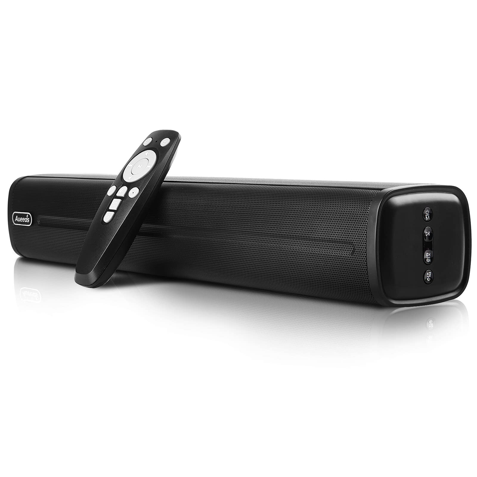 Small Sound Bars for TV, 50W 16-Inch Ultra Slim Mini Surround Soundbar TV Speakers System with Wireless Bluetooth 5.0 Optical AUX USB Connection, 3 Equalizer Modes, for 4K & HD TVs