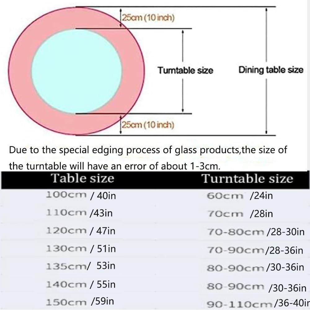 Verre Assiette De Service 60 70 80 90 100cm Rond Plaque Tournante Lazy Susan Plateau Tournant pour Table De Restaurant Hôtel, Pas Facile À Incliner(36 inch(90cm))