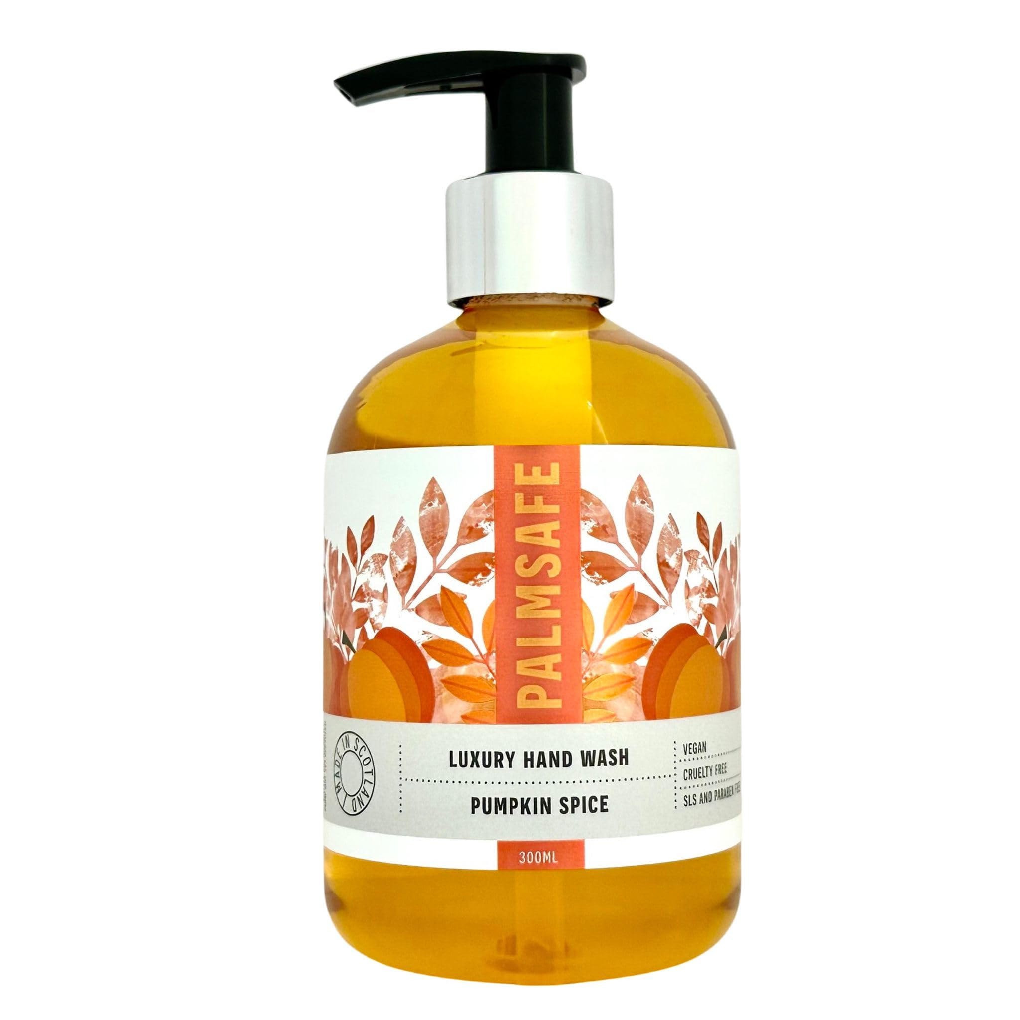 Palmsafe Pumpkin Luxury Hand Wash Soothing Hand Cleanser Hydrates Sensitive or Irritated Skin - Natural Bioactives to Nourish and Moisturise Vegan-friendly