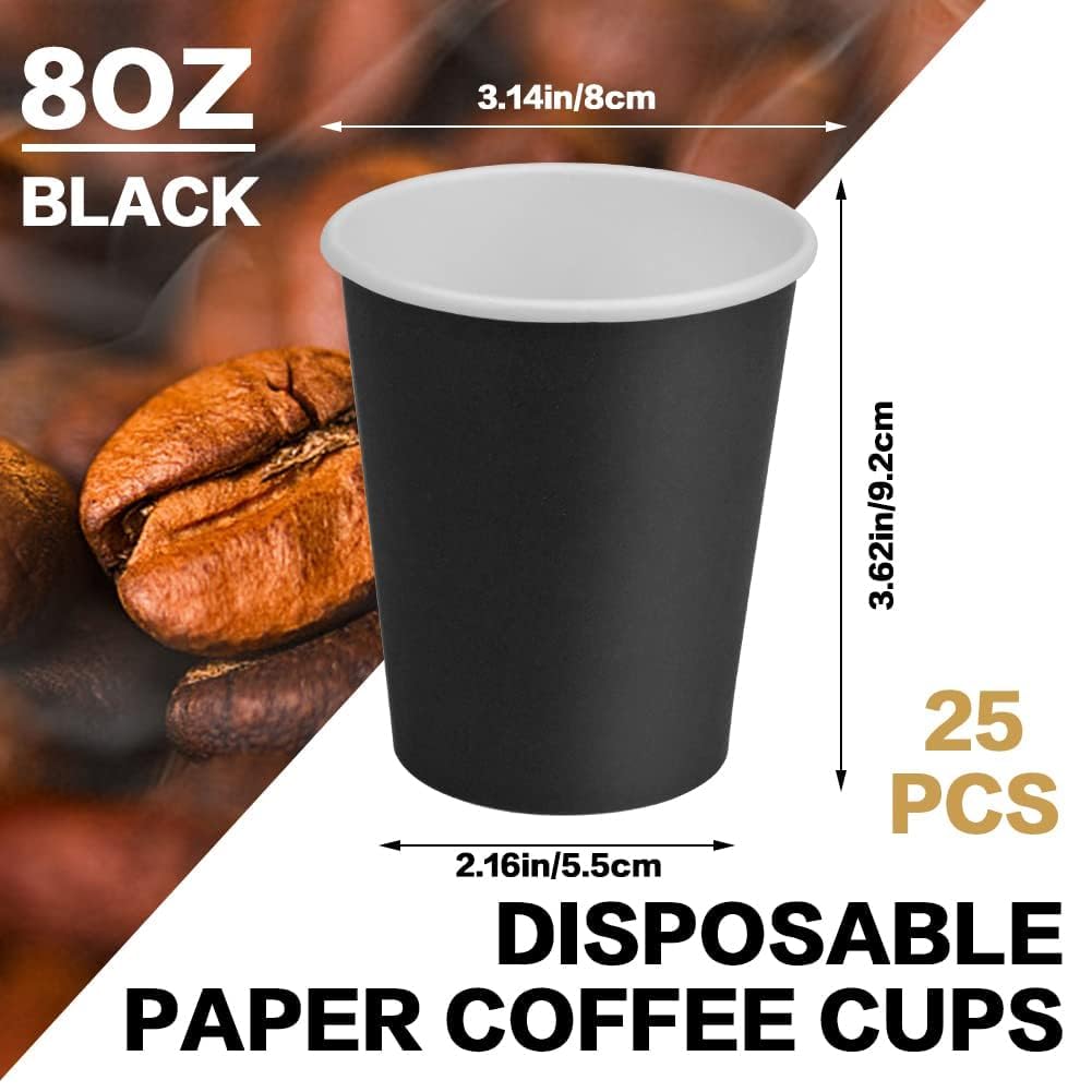 Gobelets Jetables En Carton Pour Boissons Chaudes - 236,5 Ml - Lot De 50/100/150/200 - Petits Gobelets En Papier Kraft - Parfaits Pour Le Café Chaud, Les Boissons Froides, Le Café, Le