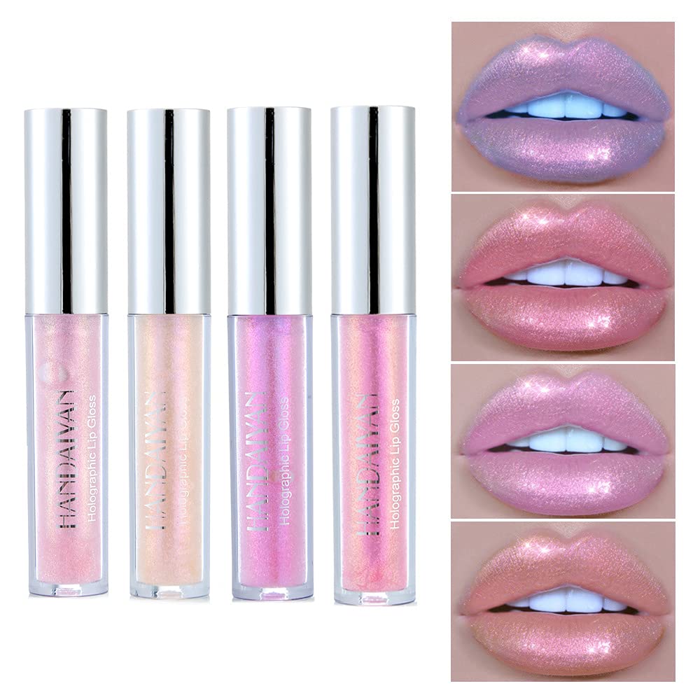 OCHILIMA Glitter Liquid Lipsticks Set, 4 colors Diamond Shimmer Metallic Non-stick Cup Lipstick Waterproof Long Lasting Makeup Kit Face Eye Glow Shimmer Shinning Lip Gloss Set …