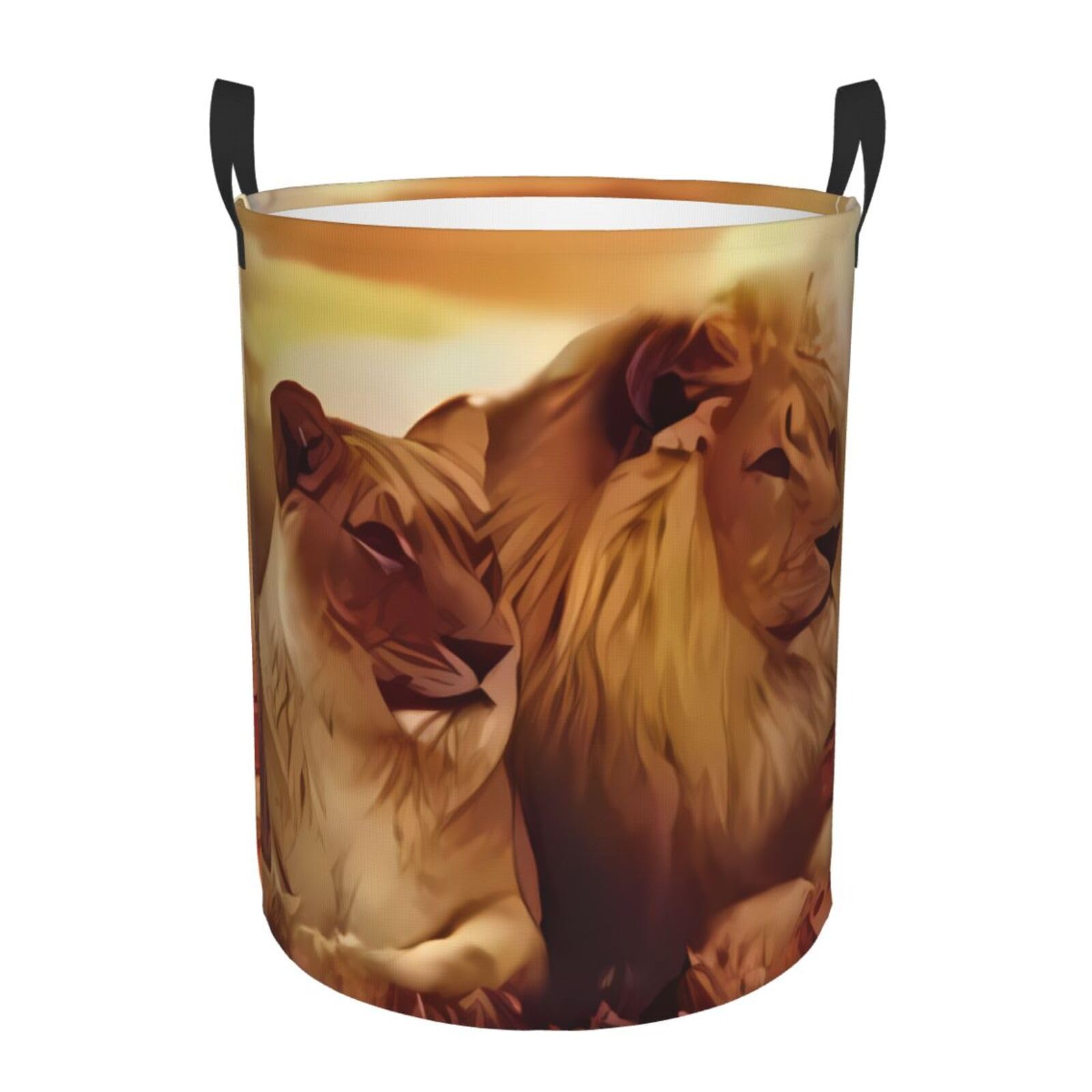 M Circular Hamper African Lion Print for Dirty Clothes