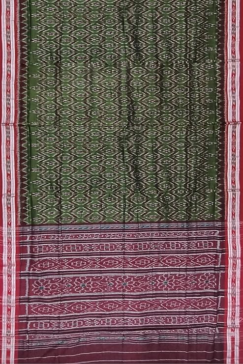 Image of Ikat Women's Cotton Saree, Handmade Pure Cotton Khandua Saree, Ikkat Orissa Traditional Handloom Saree Without Blouse