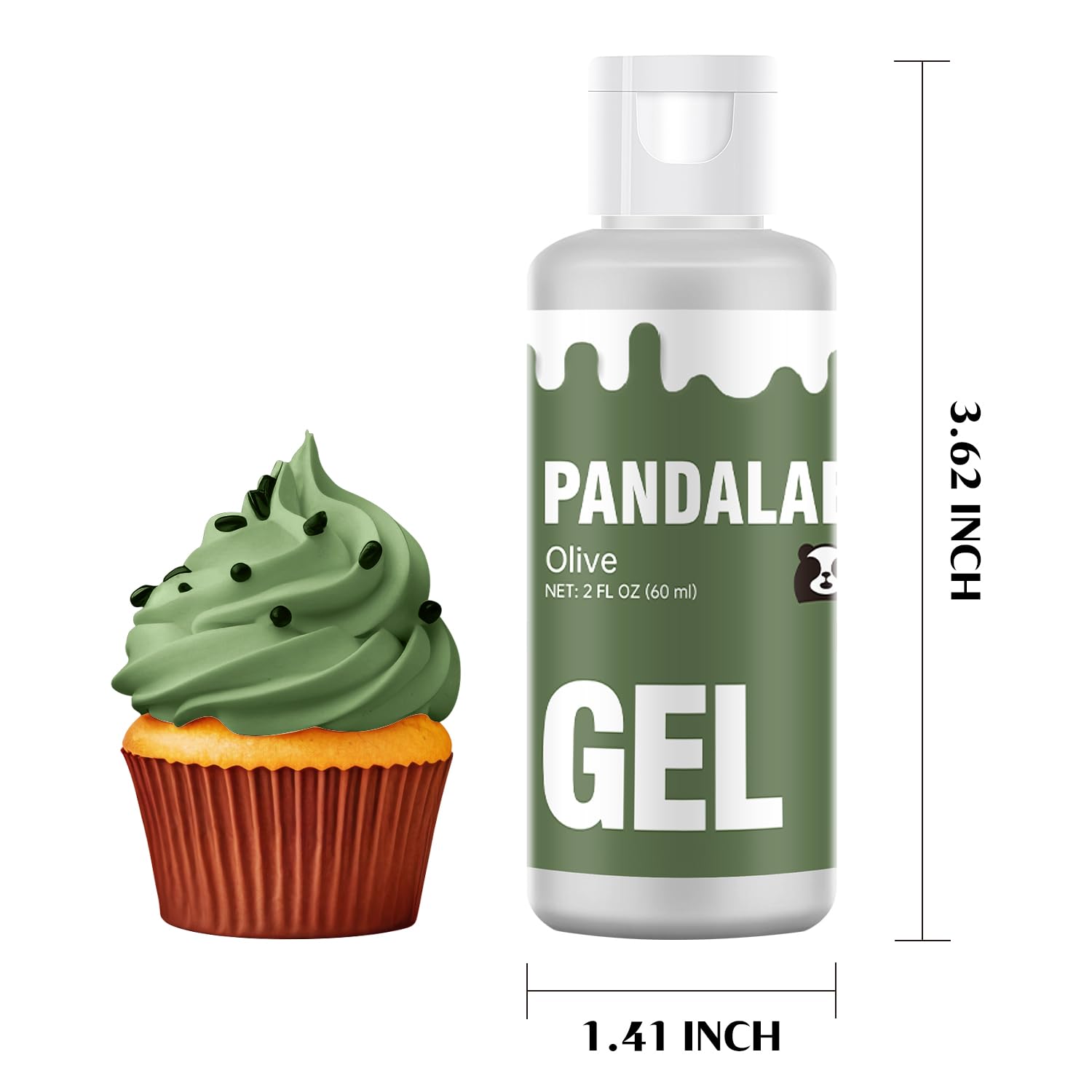 Olive Gel Food Coloring - Pandalab 2 Ounce High Concentrated Food Dye for Baking, Cake, Cookie, Fondant, Icing, Easter Egg, Macaron, DIY Slime (60ml)
