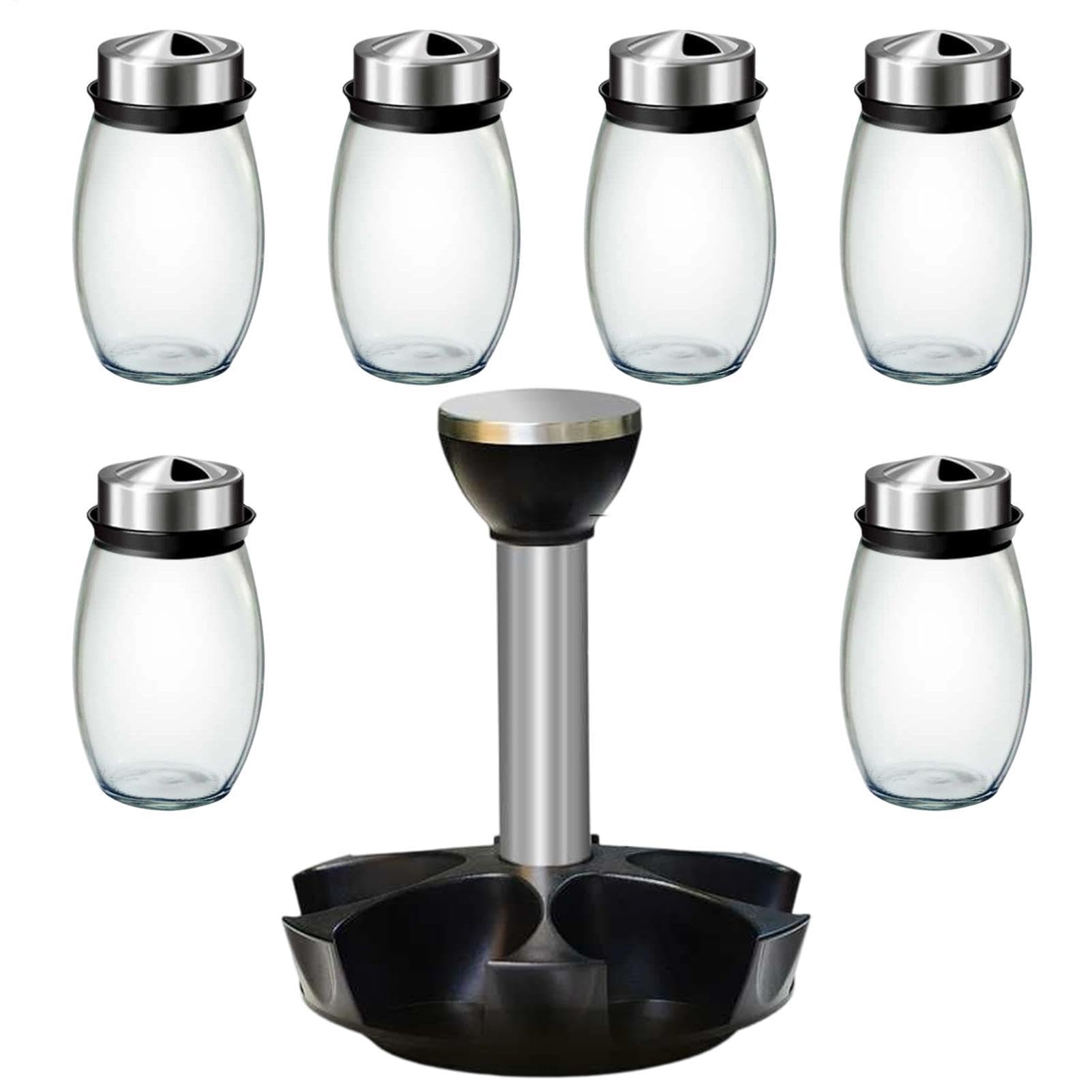 Barattoli per Spezie e Portaspezie Organizzazione Cucina Acciaio | Organizzatore Condimenti Girevole Per Cucina, Casa, Dispensa, Ristorante, Sala da Pranzo e Tavolo
