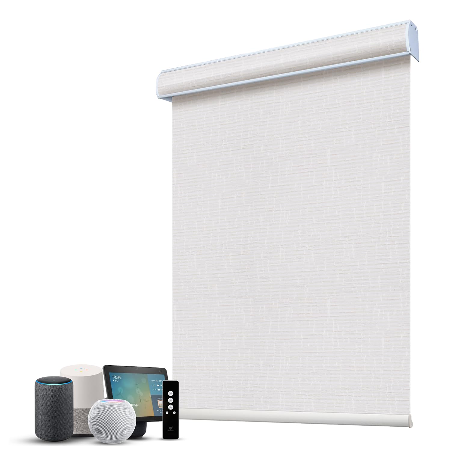 SmartWings Motorized 100% Blackout Shades Blinds, Custom Size, Cordless Window Shades with Rechargeable Battery, Works with Matter/Apple HomeKit, Alexa, Thread/Zigbee, Remote Optional, Safar White