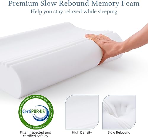 Miniatura 2 de Tencel - Almohada cervical cervical para dormir, almohadas de espuma viscoelástica ajustables de 3 capas, almohada para dormir de lado para aliviar