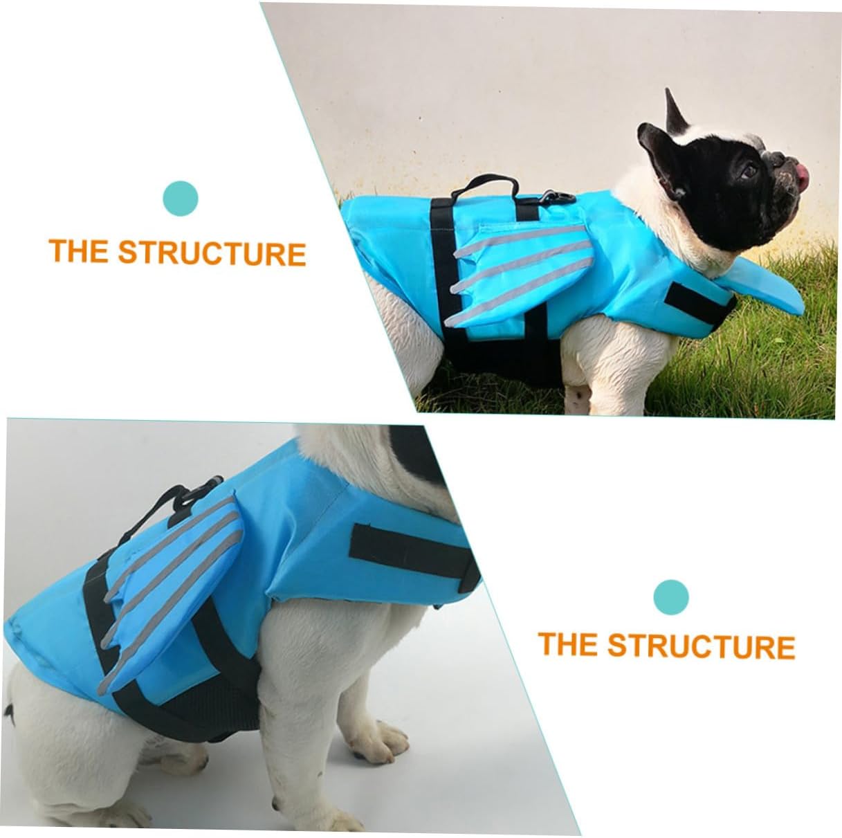 Abaodam Reflective Dog Swimsuit Life Jacket with Wings, Wear-Resistant Breathable Vest for Outdoor Swimming, Blue M Size Pet Accessory for Safety and Rescue
