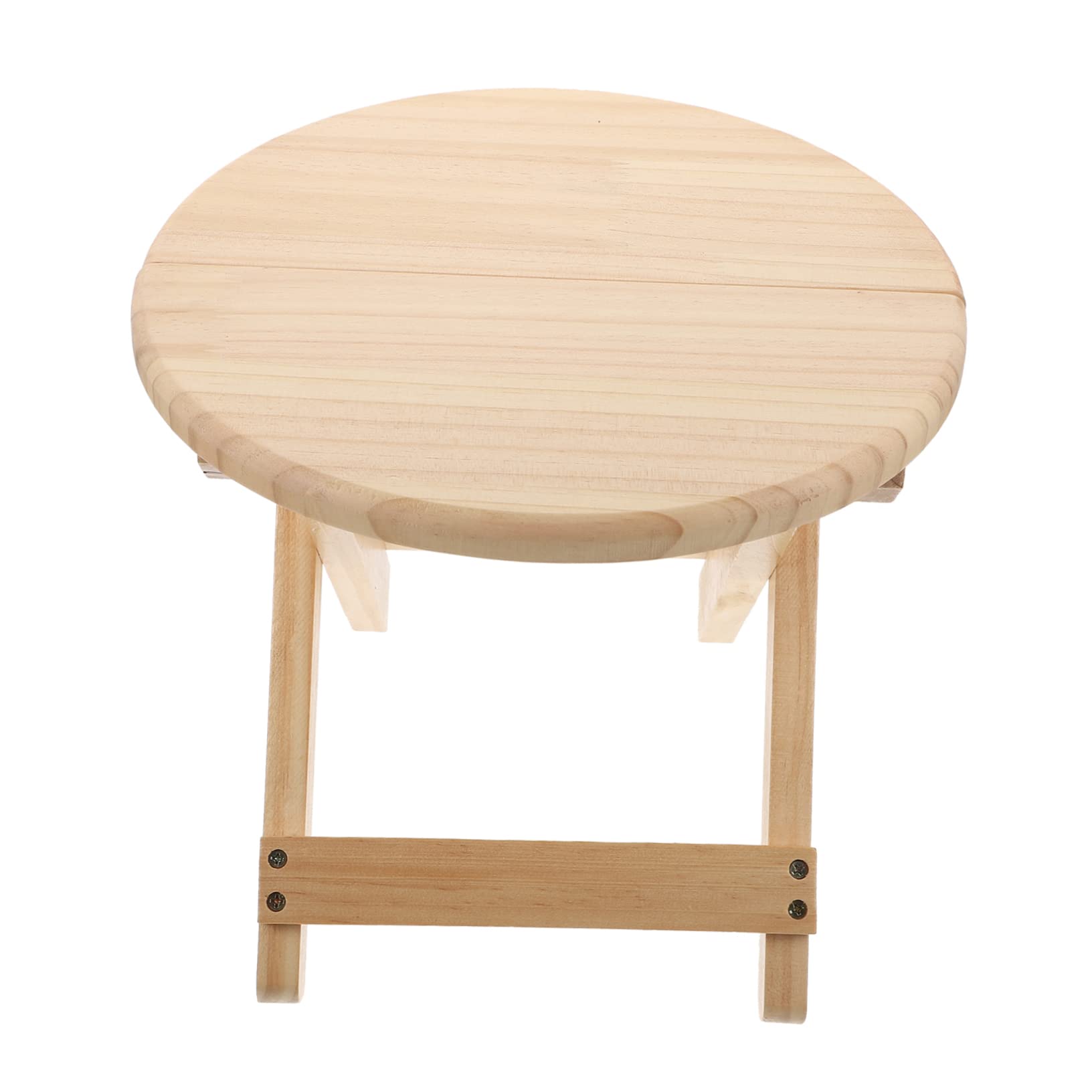 CIYODO 1pc Wooden Folding Stool Lightweight Slip Round Footstool for Household Use Small Low Stool for Easy Movement and High Bearing Capacity