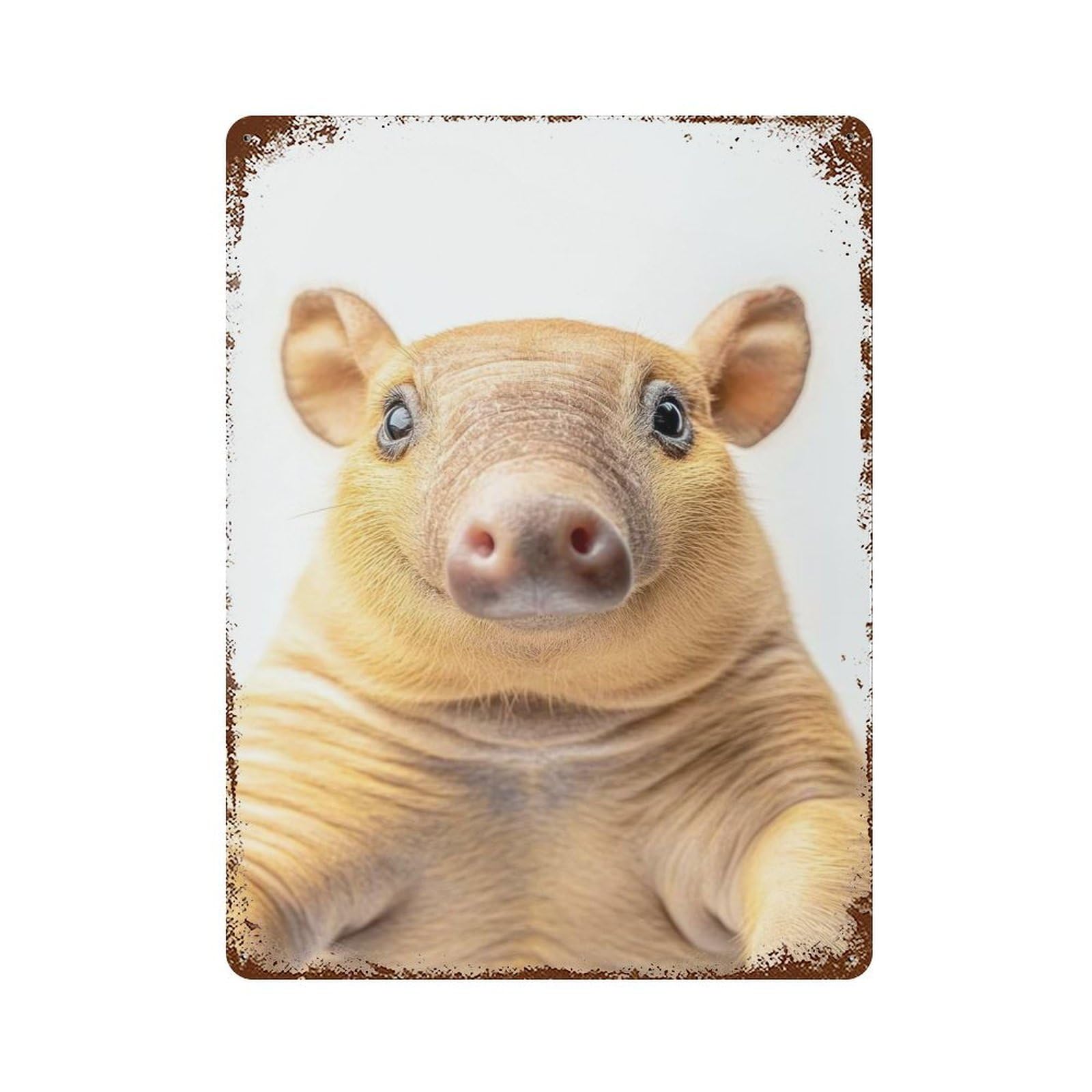 An Armadillo Taking A Selfie 15.7"x11.8" Decorative Tin Sign, Classic Wall Plaque for Cafe, Home Bar And Lounge Decor