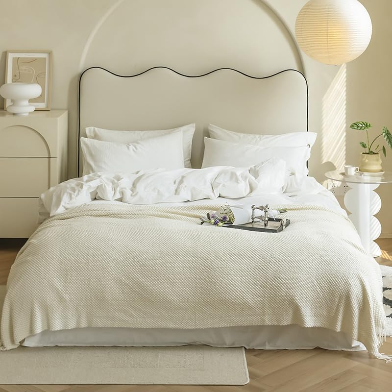 キャトルセゾン】大判ブランケット 北欧 ファブリック 毛布 ベッド