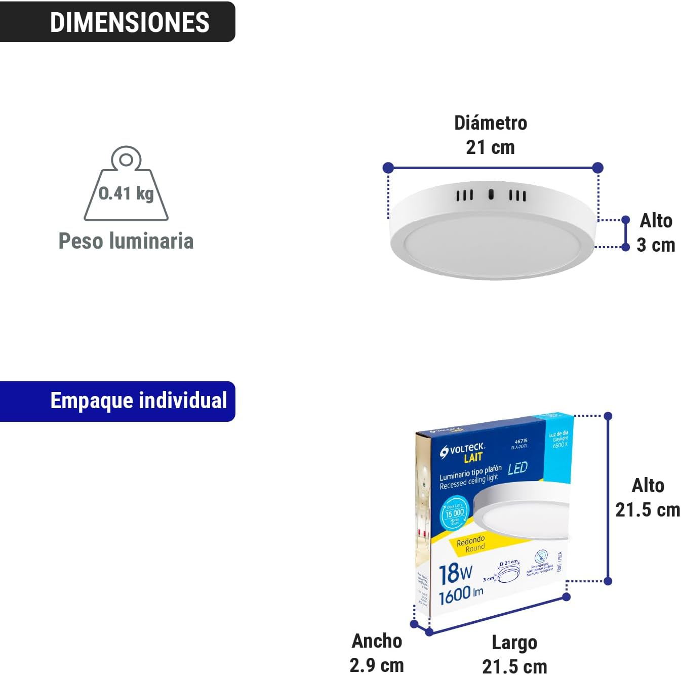 Round ceiling, modern, 18W, 6500K, LED, white