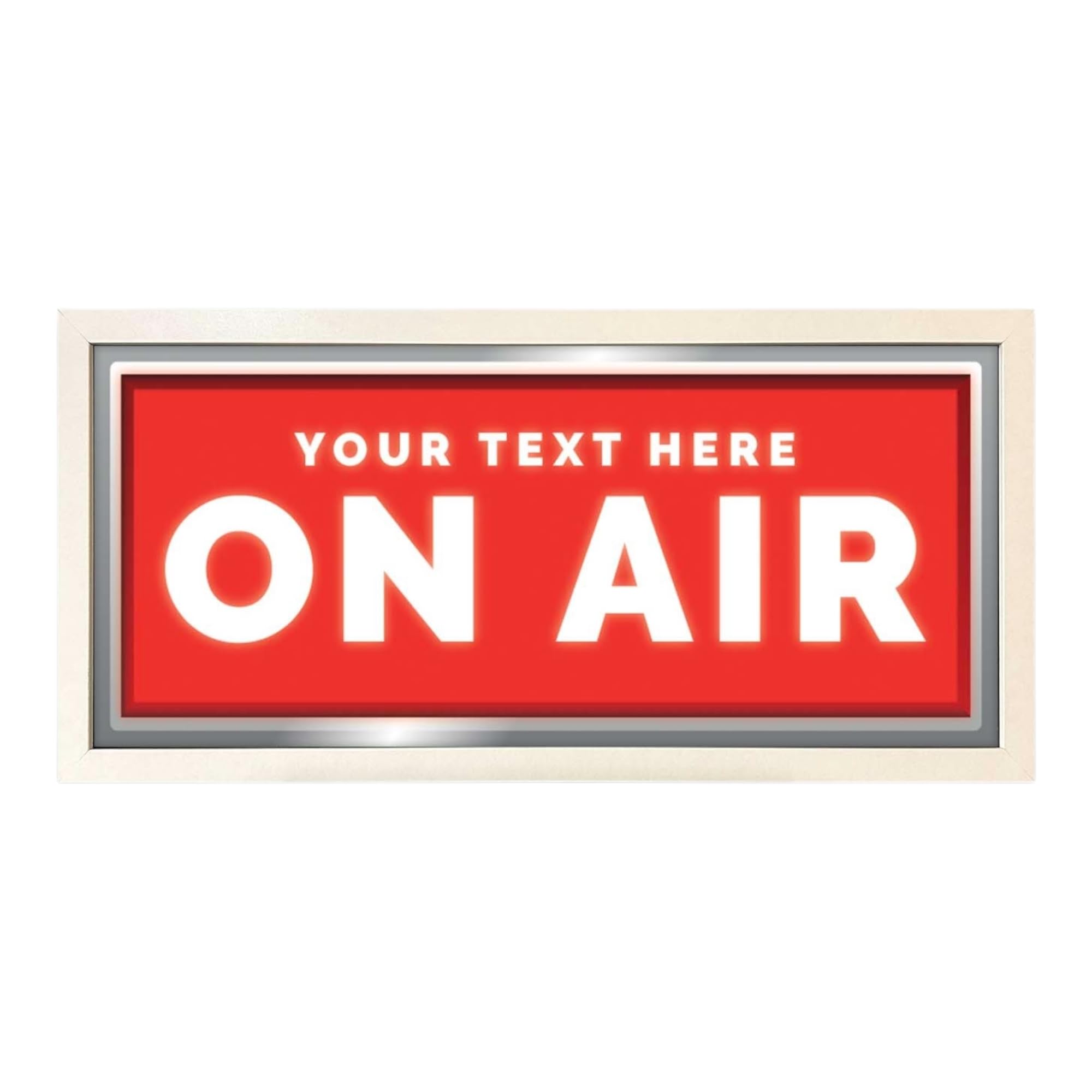 Echo Three White Personalised Wall Art Framed Print On Air |Custom Large Wide Room Sign |Dj Recording Artist Classic Retro Signage | Display Show Broadcasting | Live Social Media Content Creator Gift