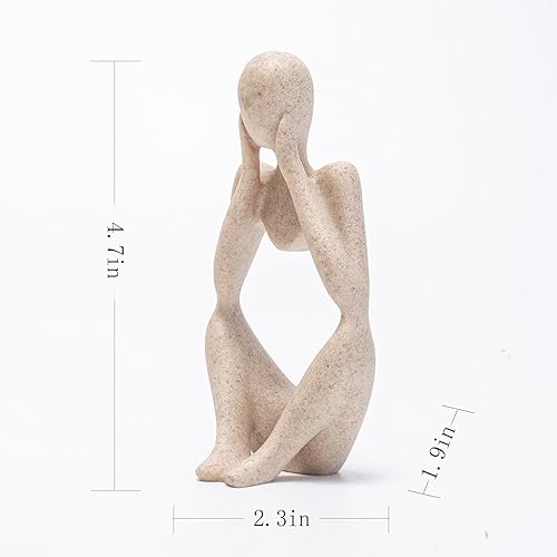 Miniatura 5 de Escultura abstracta, estatua de pensador, resina de arenisca para hotel, hogar, escritorio, estantería, decoración de oficina, 4.52 pulgadas de alto
