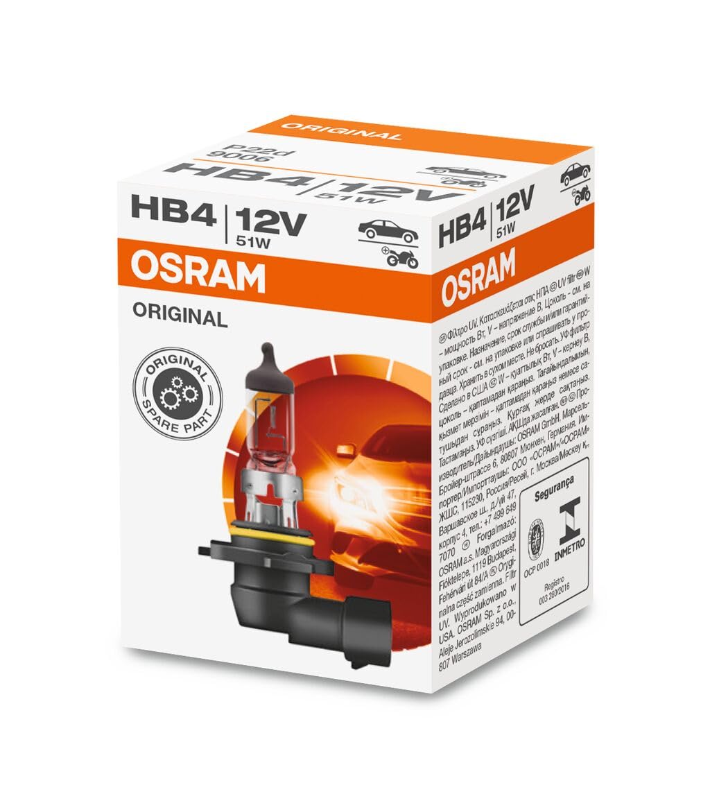OSRAM SYLVANIA Original 12V HB4 halogen headlamp bulb 9006-01B 1 in single blister