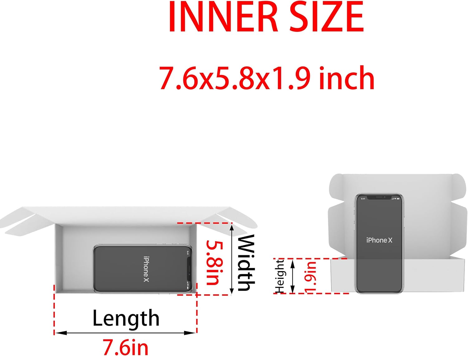 8x6x2 Shipping Boxes Set of 50, White Mailer Corrugated Cardboard Box image 2