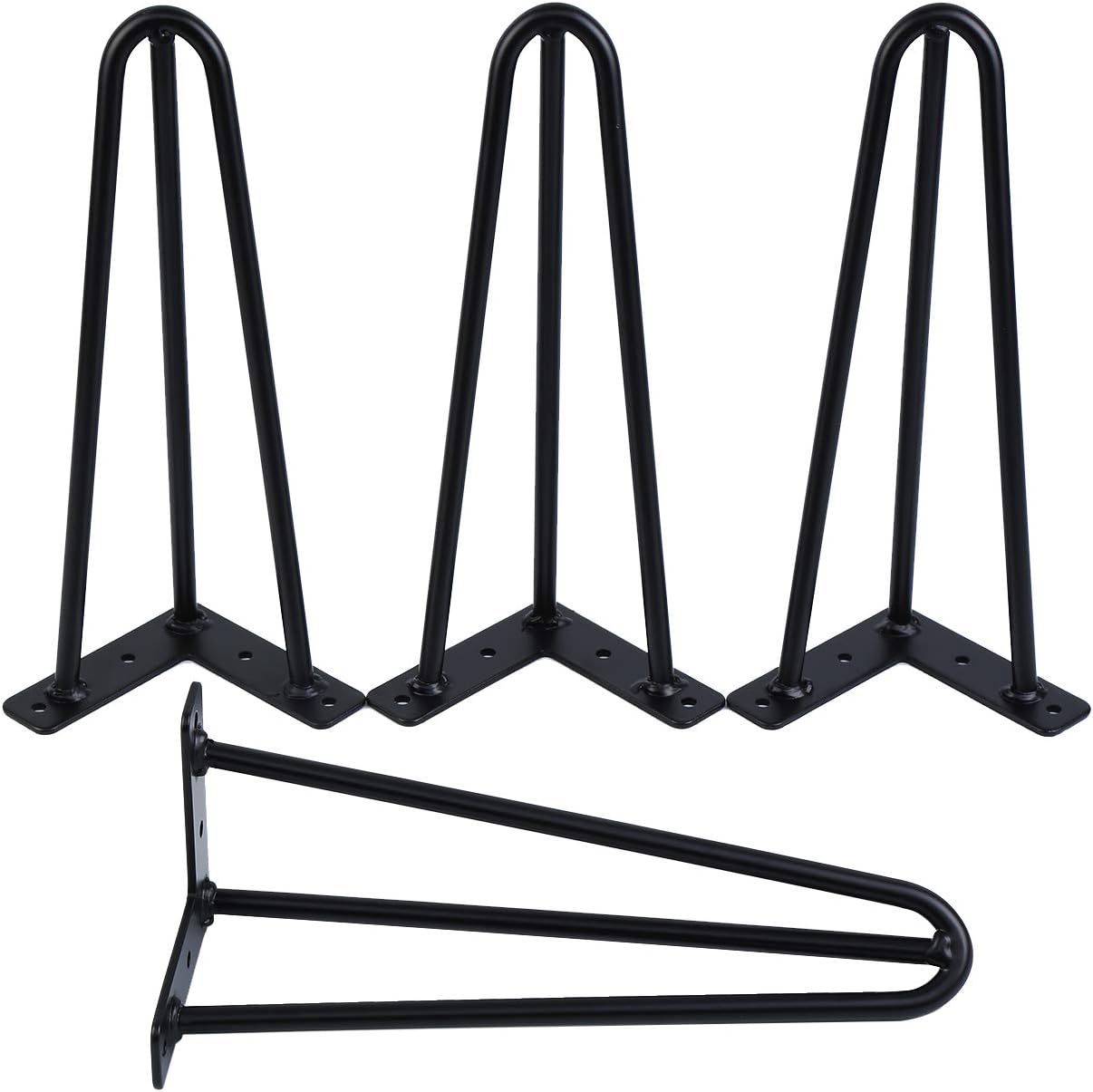 TRYYEAN 4 Pcs Metal Folding Table Legs Black, Hairpin Desk Legs Sturdy