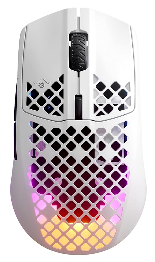 SteelSeries Aerox 3 Wireless - Super Light Gaming Mouse - 18,000 CPI TrueMove Air Optical Sensor - Ultra-Lightweight 68g Water Resistant Design - 200 Hour Battery Life ? Snow,White,62612