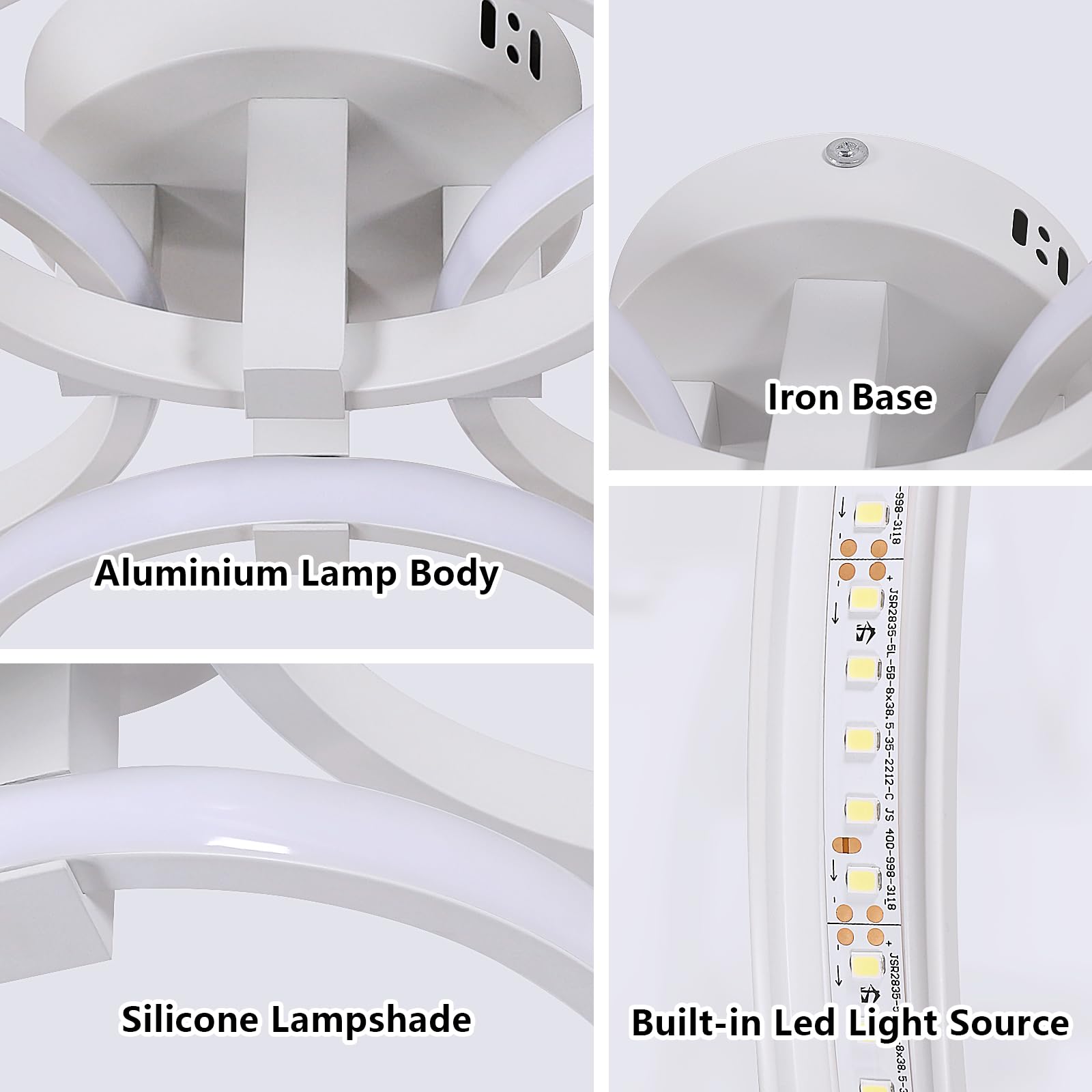 DELIPOP Plafoniera LED Soffitto, 56W 6300LM Lampada da Soffitto Moderna Rotonda, Bianco Lampadario Camera da Letto per Cucina, Soggiorno, Studio, Ufficio, Bianco Freddo 6500K, 57.5cm