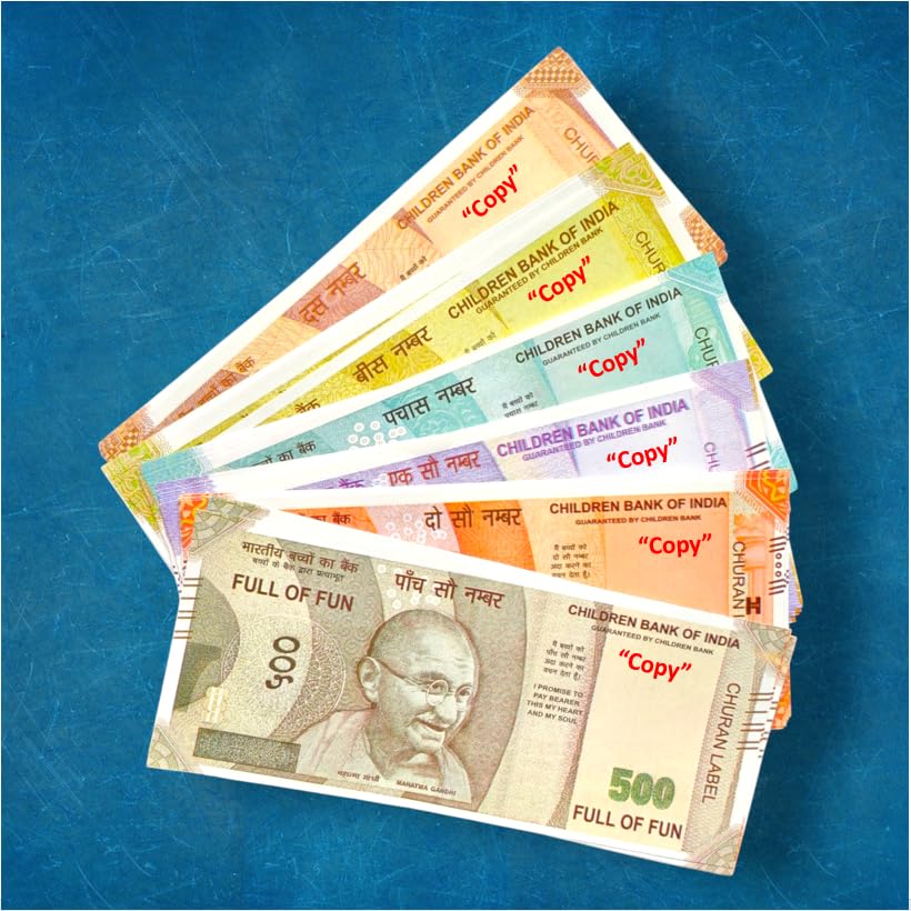 Dummy Fake Money 10 x 6 Units Set Total 60 Notes for Kids Play & Learn Realistic Design, Educational Toy Money Pack Nakli Note Set All New 10 | 20 | 50 | 100 | 200 | 500 Artificial Playing Currency-image-4