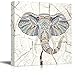 wall26 Canvas Print Wall Art Wood Ring Effect Tribal Pattern Elephant Animals Wildlife Wood Panels Modern Art Farmhouse/Country Expressive Multicolor Warm for Living Room, Bedroom, Office - 24