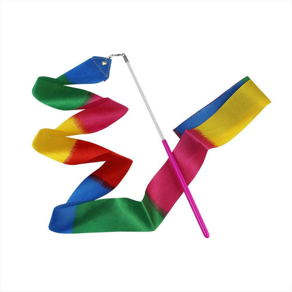 10 Pièces 2 mètres Gym Fitness Rubans de Gymnastique Rythmiques, Danse Tige De Streamer Baton Tournoyant Art Rubans pour Enfants,10 Couleurs