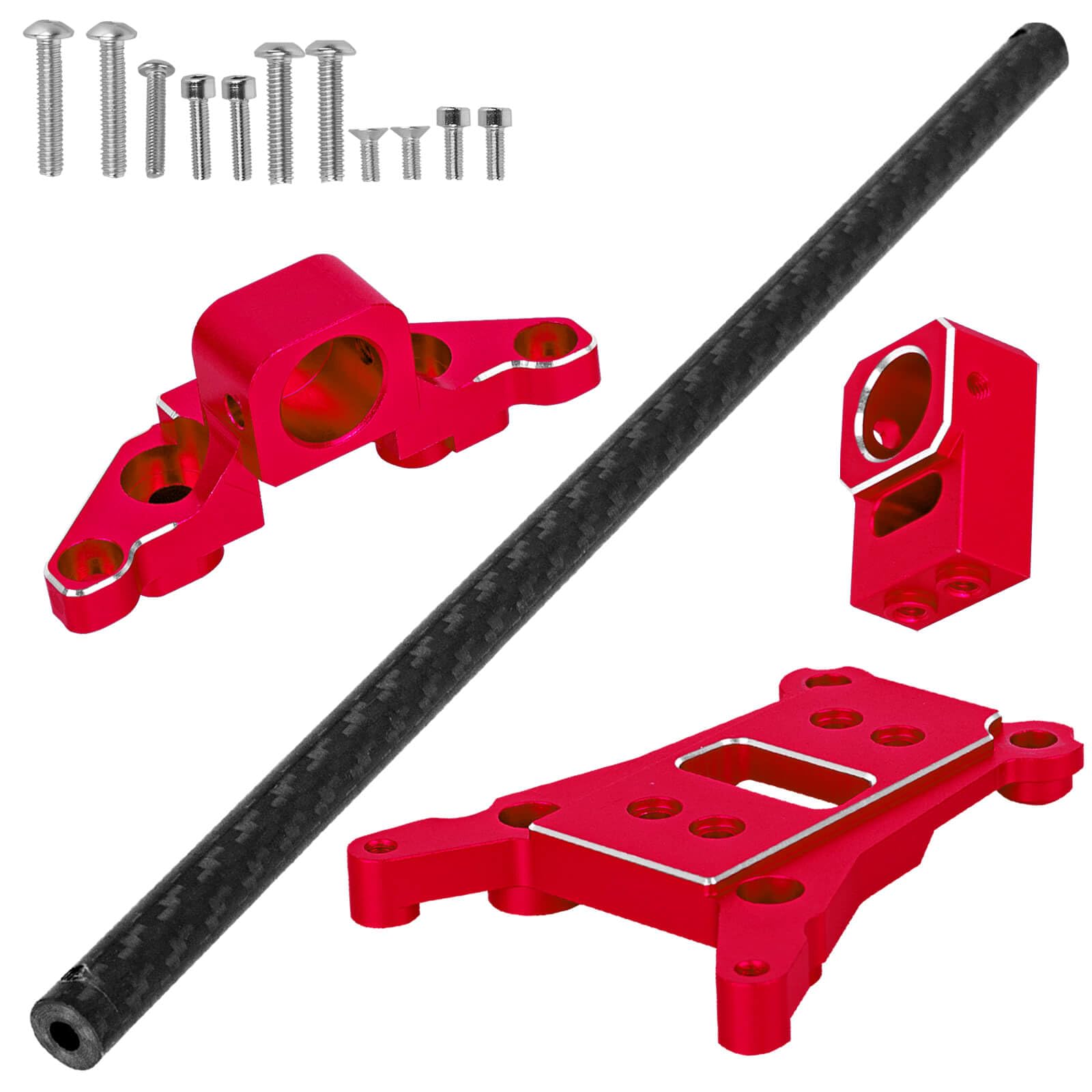 BRCatWPark Carbon Fibre Chassis Brace Upgrades Part for 1/10 Rustler 4WD (VXL) Slash 4X4 (VXL),RC Aluminum Chassis Brace Kit Hops Up, Replace Part#6730,Red