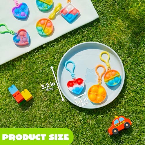 Image of JOYIN 30 Pcs Mix Pop Fidget Keychain, 30 Pack Pop Fidget Toys Bulk Party Favors for Kids, Halloween Goodie Bags Stuffers Back to Student Gifts Classroom Prizes Birthday Sensory Toys