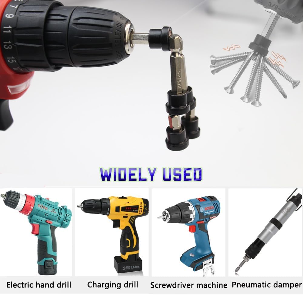 High Magnetic Screwdriver Drill Bits - PH2 Bits for Plasterboard Sheetrock Screw 1/4" Hex Shank Positioning Bit Batch Head with 2-3/8" Extension Socket Drill Bit Holder 5PCS