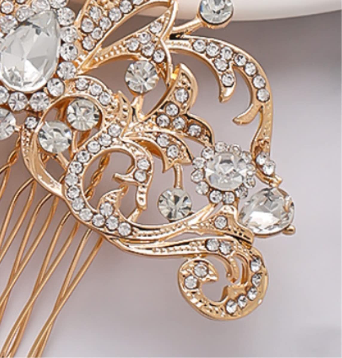 Grzebień do Włosów Biżuteria korona dla kobiet kryształowe grzebienie do włosów Rhinestone Pearl grzebień do włosów dla nowożeńców kobiety biżuteria do włosów ślub Ozdób do Włosów(Gold)