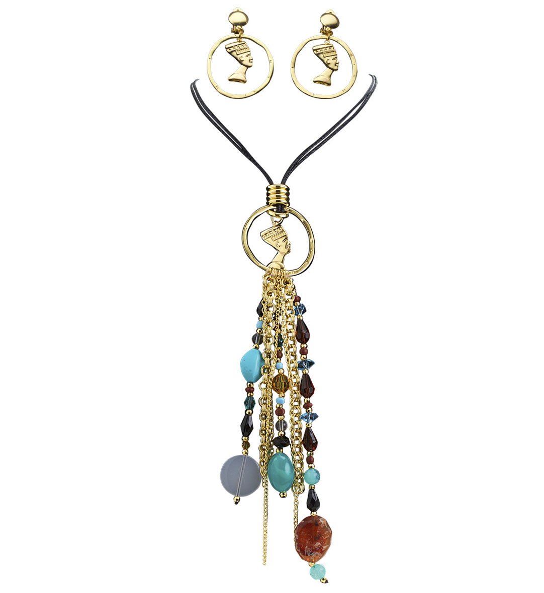 Cleopatra Necklace & Earring Set Fancy Dress Costume Jewellery for Outfits Bling Accessories Accessory Egyptian